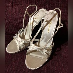 Nina silver and rhinestone dressy sandals